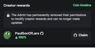 Creator rewards locked